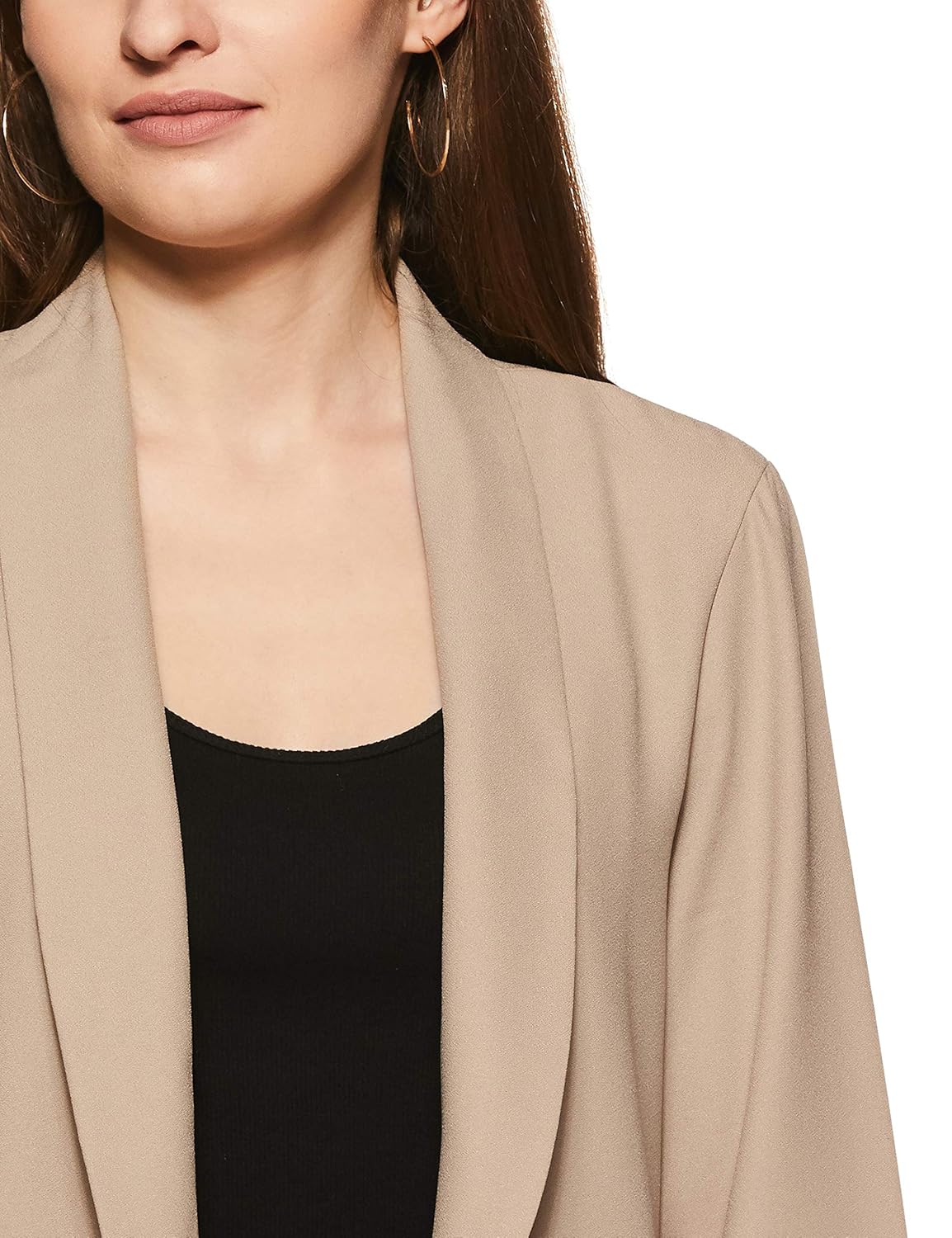 vero moda womens collared solid blazer_brown