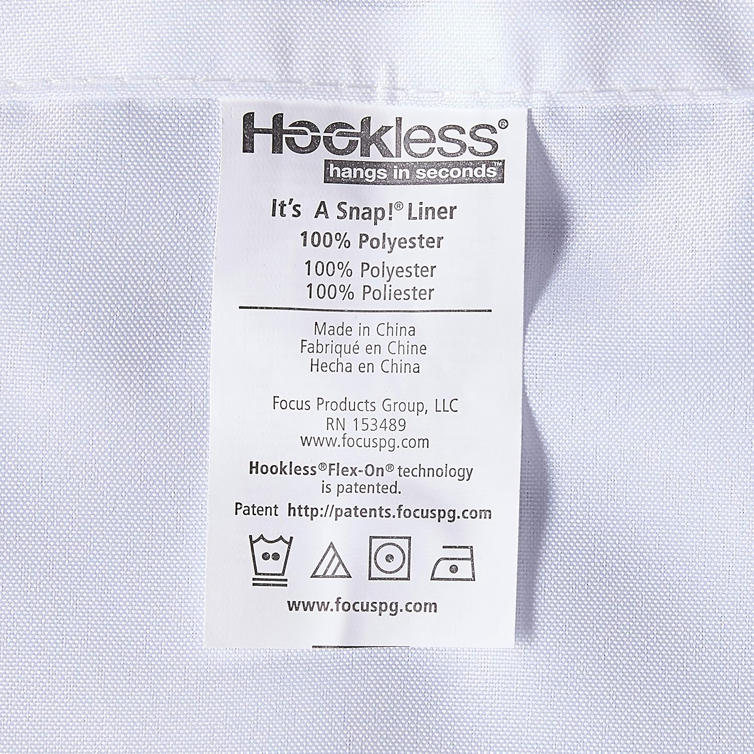 Hookless RBH14BS01 Polyester with PEVA Snap-in Shower Curtain Liner, Bright White, 70 x 54: Home & Kitchen