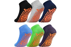 ELUTONG Trampoline Socks for Kids with Grips Non Slip 6 Pairs Bounce House Grip Socks for Kid Boys Girls (2-13 Years)