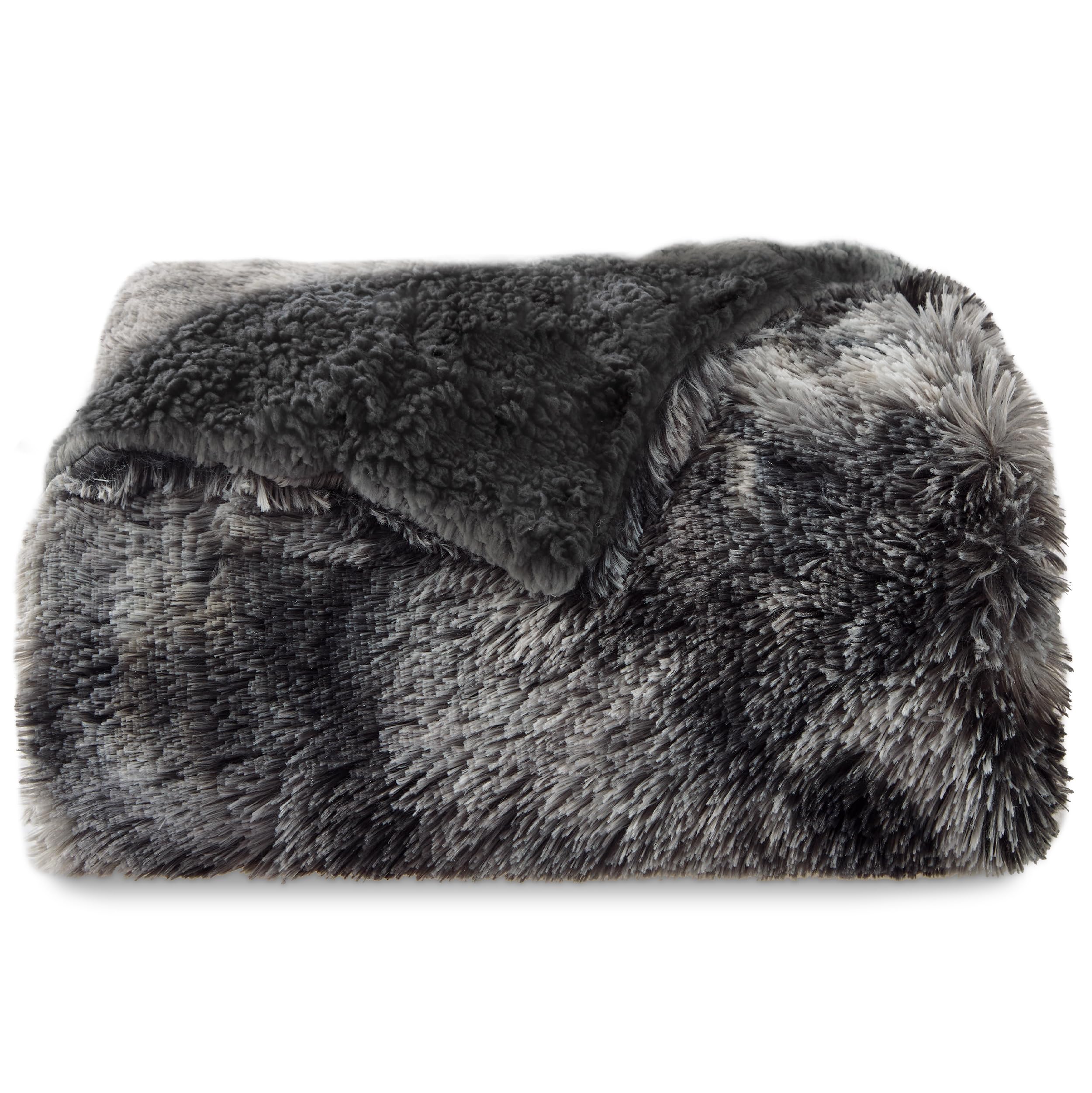 Bedsure Fluffy Black Blanket Throws Gifts for Men, Women, Soft Fleece Cozy Fuzzy Sherpa Plush Warm Minky Thick Faux Fur Throws for Couch, Bed, Black Decor House Blanket Gifts for Him Her, 50x60