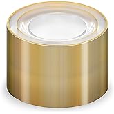 Munfix 100 Gold Plastic Plates Set, 10 Inch Disposable Dinner Plates, Elegant Fancy Heavy Duty for Party, Wedding, Clear with Gold Rim