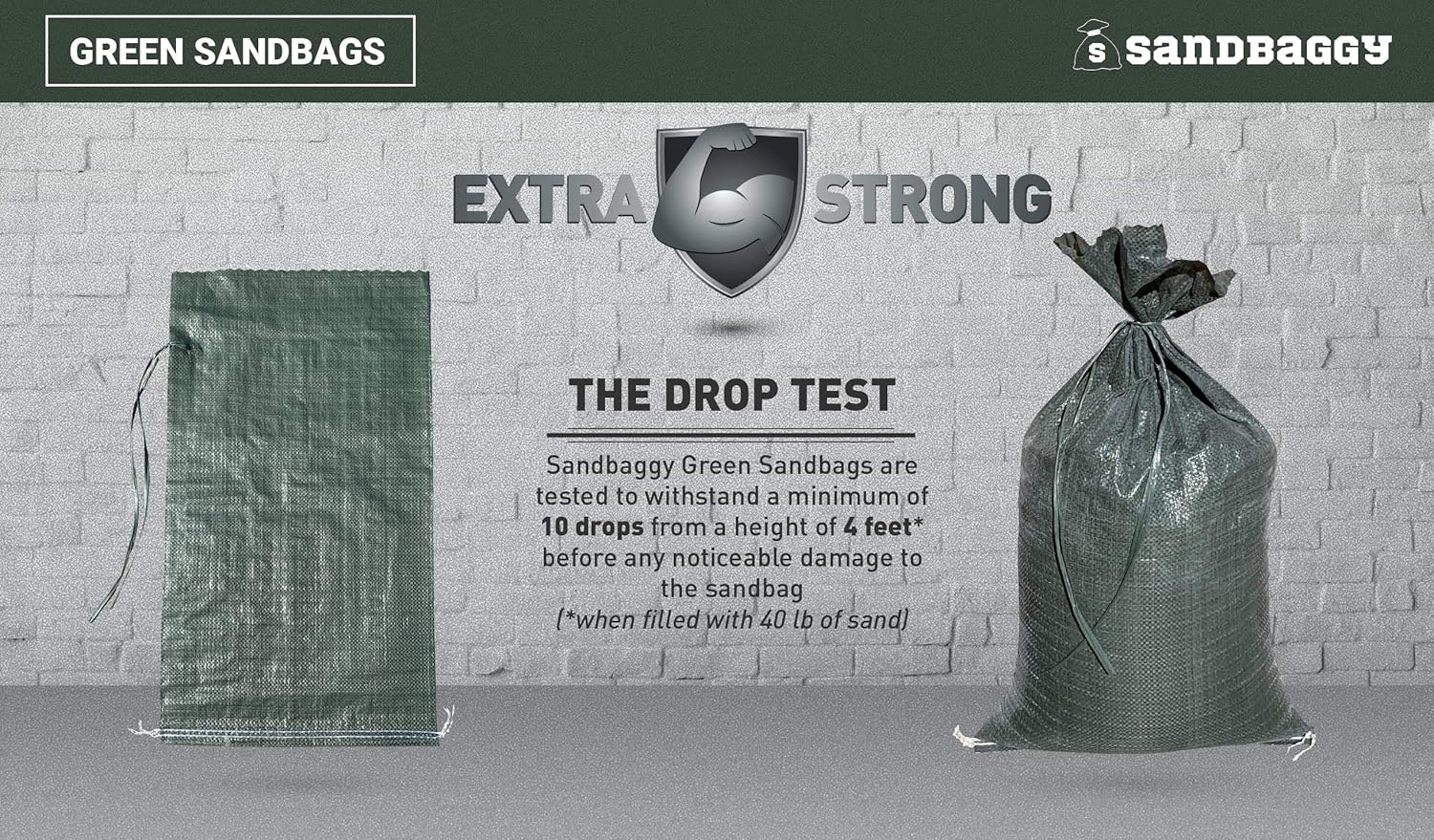 Sandbags for Flooding, Size: 14" x 26", Sand Bag - Flood Water Barrier - Tent Sandbags - Store Bags by Sandbaggy (10 Bags) - - 