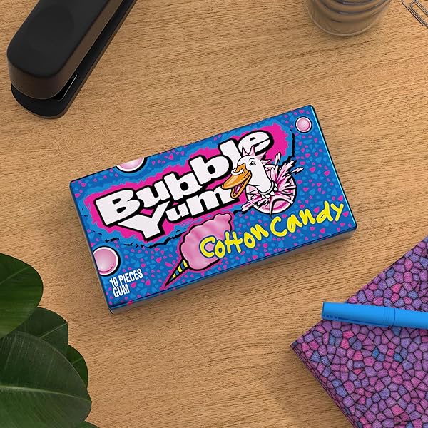 BUBBLE YUM COTTON CANDY FLAVORED CHEWY, BUBBLE GUM PACK, 2.82 OZ