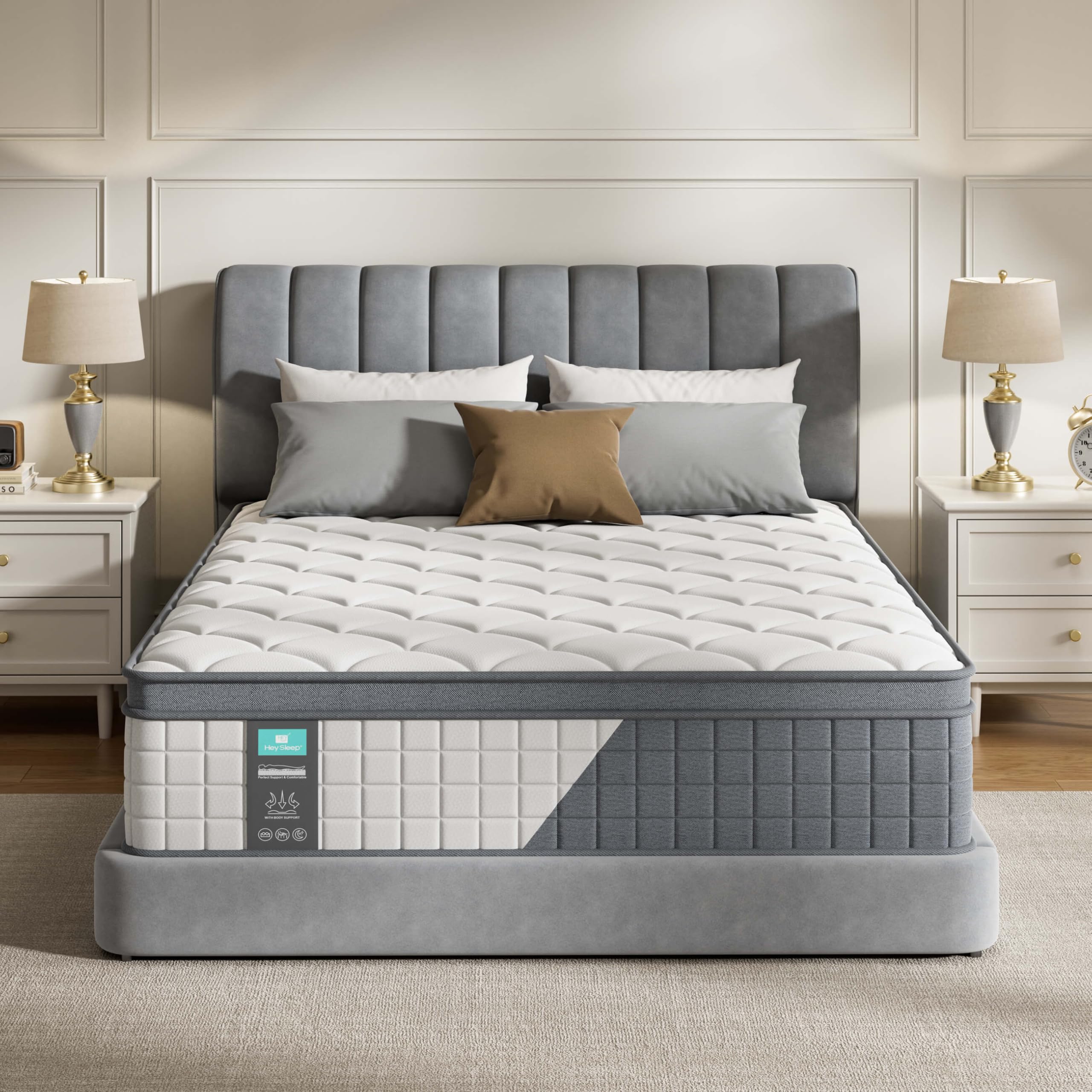 Photo 1 of HeySleep King Size Mattress -12 Inch Hybrid Mattress in a Box, Medium Firm, Cooling Gel Memory Foam & Pocket Springs Pressure Relief, Motion Isolation, CertiPUR-US, Soft Plush Feel, 60" x 80"