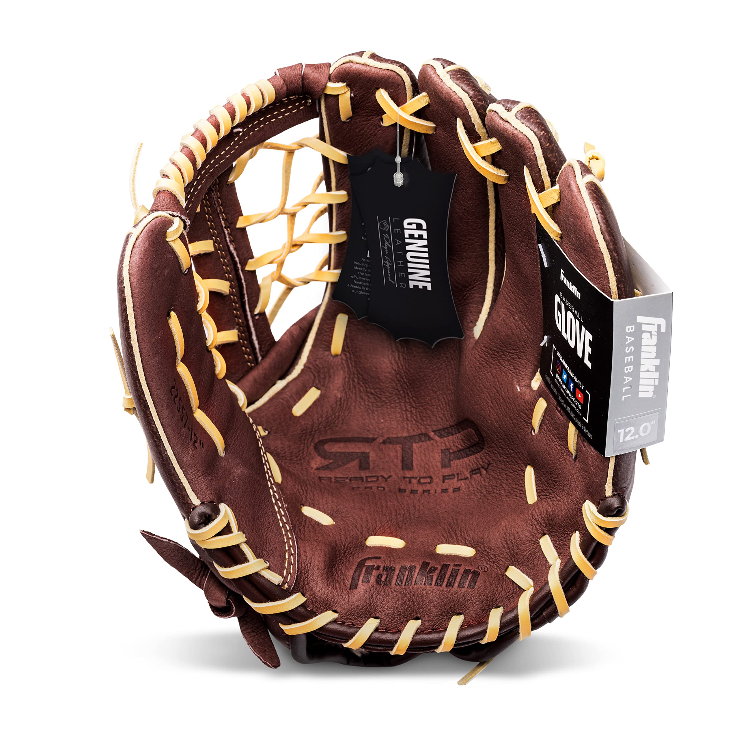 Franklin Sports RTP Pro Baseball Glove - Adult + Youth Fielding Mitt - Righty - Camel