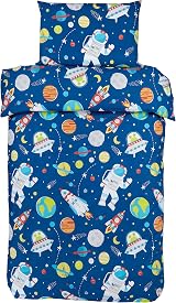Bloomsbury Mill Cot Bed Duvet Cover Set 120x150cm Blue Outer Space view 7