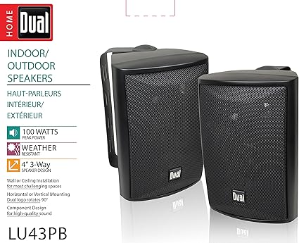 dual 100 watt 3 way indoor outdoor speakers