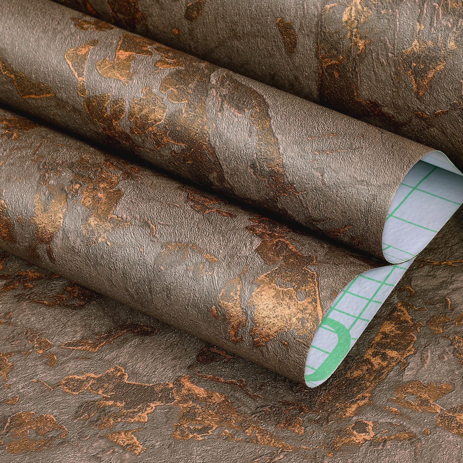 Photo 1 of FunStick 24"x200" Thick Gold Brown Marble Countertop Contact Paper Waterproof Removable Marble Wallpaper Peel and Stick Countertops for Kitchen Bathroom Self Adhesive Wall Paper for Table Desk Walls