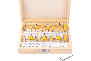 Flytuo 15 Pieces Router Bits Set 1/4 Inch Shank, Tungsten Carbide Router Bits, Woodworking Milling Cutter Tool Kit for Home I