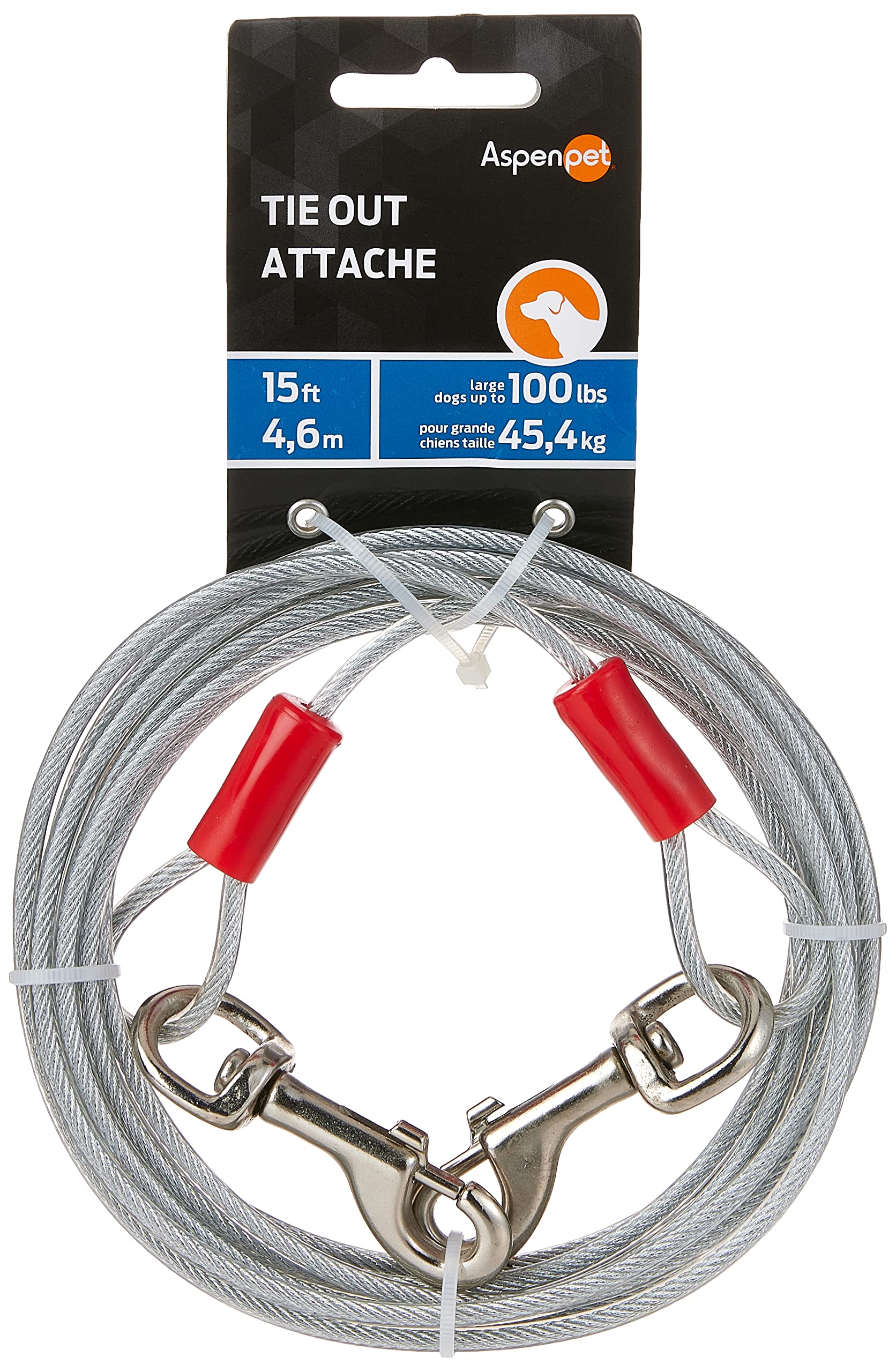 Petmate Heavy Duty Vinyl Tie-Out Cable - Clear Break Strength 1700 lbs - Silver, 15 ft