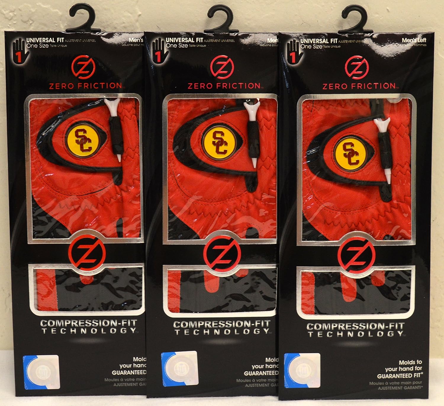 驚きの値段 3ゼロ摩擦メンズleft Handユニバーサルゴルフグローブ University Of Southern California レッド B079bgf53g 超人気の Www Autoshifts Com