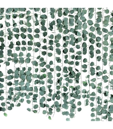 EMAAN 98 Foot Artificial Vine Garland - Silver Leaf Ribbon For Wedding & Home Decor