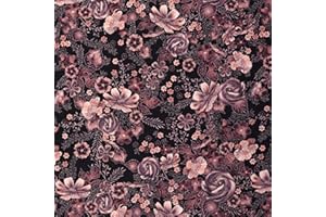 Mook Fabrics Cotton Floral, Black/Rose Gold 15 Yard Bolt