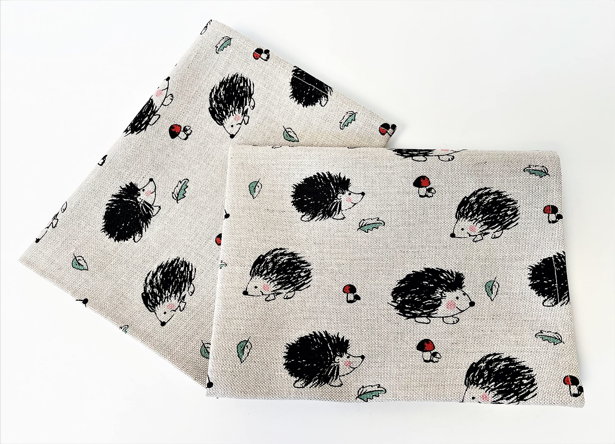 A Pair of Linen Cotton Tea Towels Kitchen Towels Hedgehogs (pack of 2 towels)