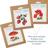 Trimits 3PK Cross Stitch Kits Beginners Embroidery 13x13cm Toadstool view 2