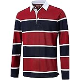 Men's Polo Shirts Long Sleeve Striped Dry Fit Casual Collared Pique Golf Polo Shirts for Mens