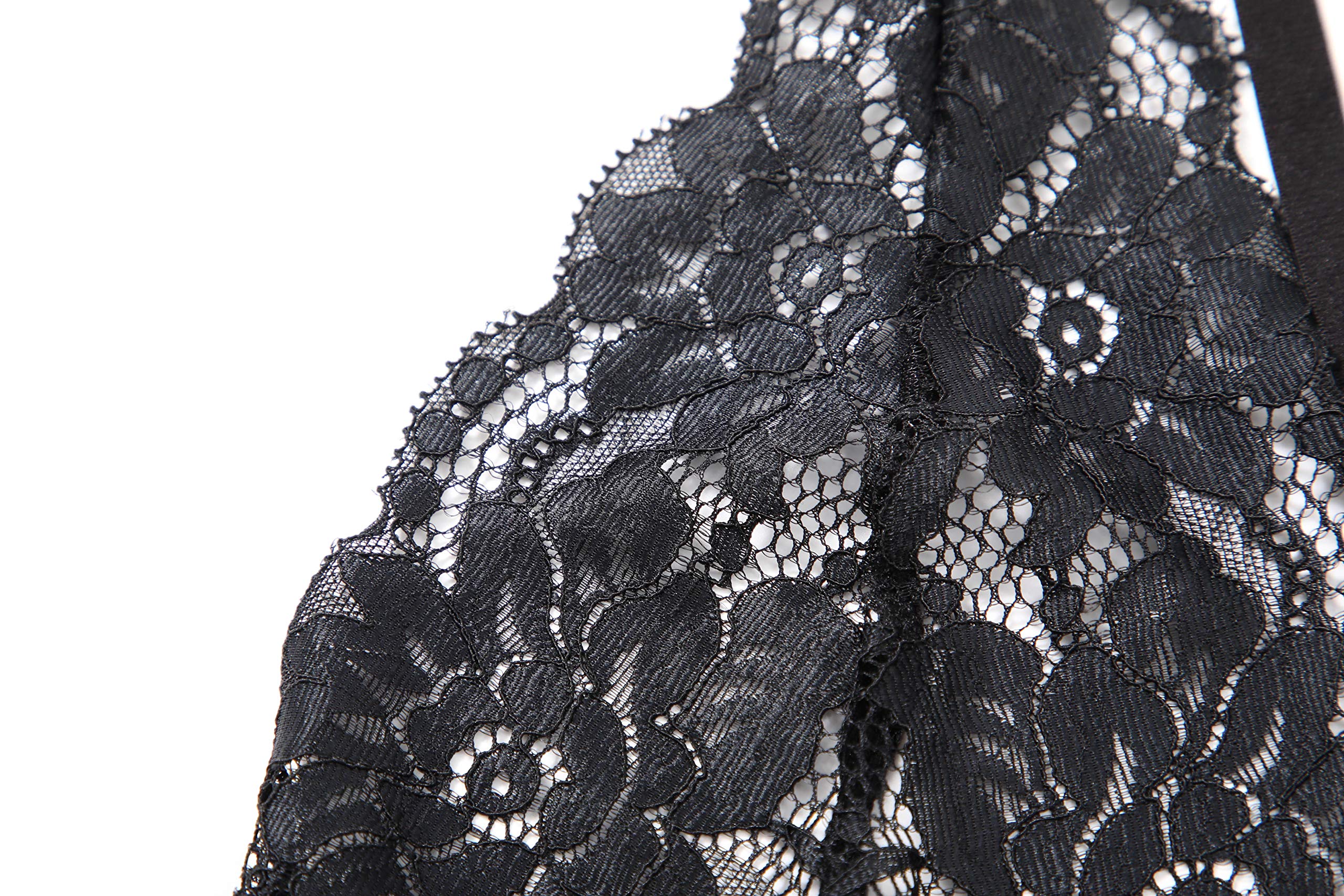 Marysay Women Babydoll Lingerie Sheer Lace Chemise Halter Backless Sleepwear (Black XX-Large)