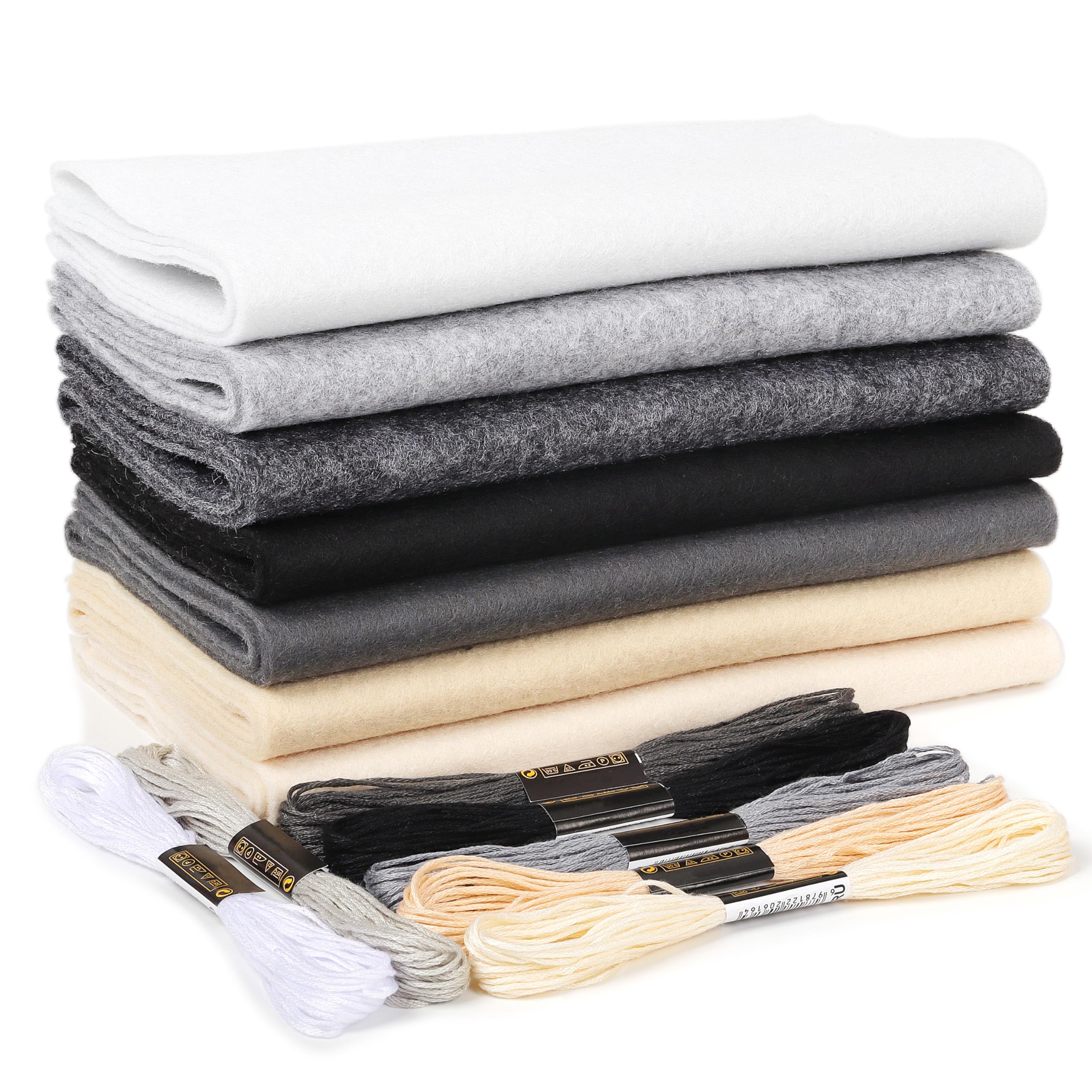ZAIONE Black White Felt Fabric Sheets 7 Rolls 21 x 90cm Soft Felt Sheets for Mother's Day DIY Crafts — image 1