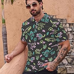 Xdceu Men's Dinosaur Golf Polo Shirt Dinosaur Golf