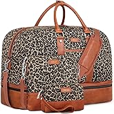 Weekender Bag for Women, Large Overnight Bag Canvas Travel Duffel Bag Carry On Tote with Shoe Compartment 21" 3Pcs Set