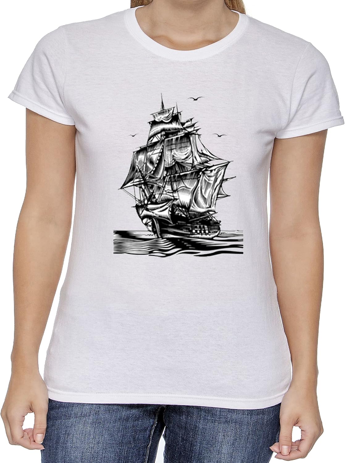 Sailing Ship Ladies' Women's TShirt 100 Cotton (Large