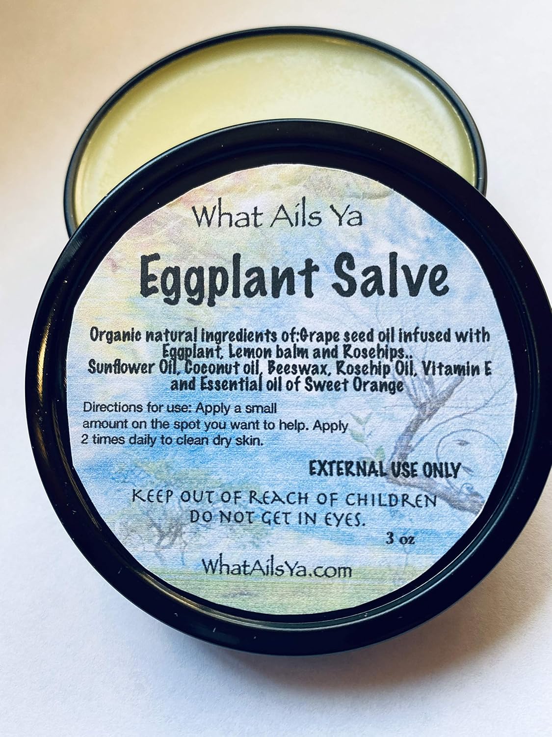 Eggplant Salve 3 oz All natural Ingredients What Ails