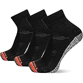 Merrell unisex-adult Men's and Women's Lightweight Work Ankle Socks - 3 Pairs - Repreve With Durable Reinforcement