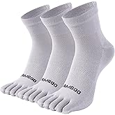 SPST Toe Socks for Men and Women, Bamboo Viscose Five Finger Ankle Socks, Athletic Running Socks 3 Pairs
