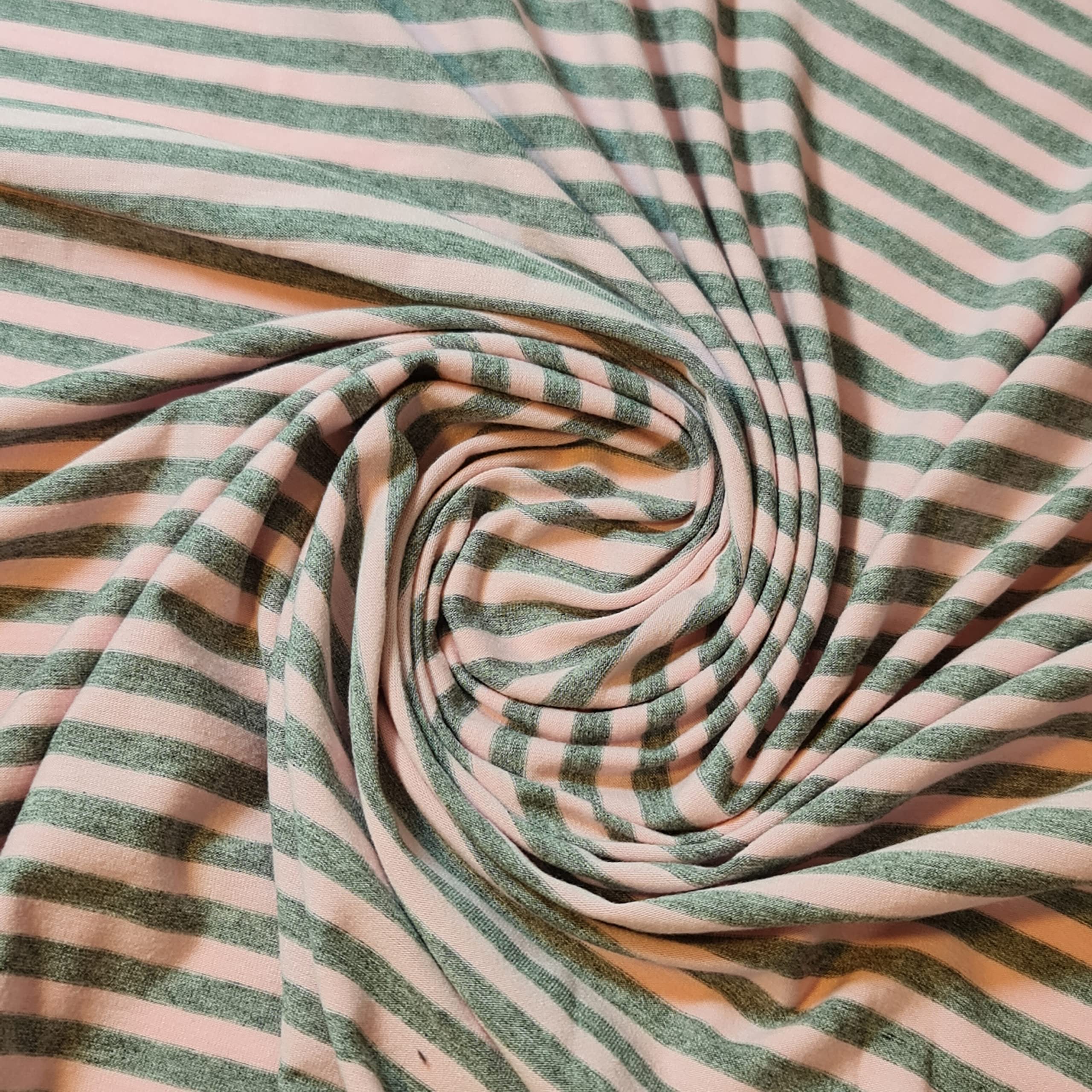 Soft Plain/Printed Cotton Jersey Stretch Knit T Shirt Baby Grow Craft Fabric Material 58" - 150 cm Wide Sold As 1 Meter Pre - Cut Lengths (Pink Grey Small Stripe)