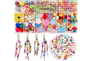 HolidayQbee DIY Bead Keychain Making Kit Beads-304 PCS Beaded Bag Charm Making Kit Rugby Football Letter Alphabet Name Beads Key Chain Making Kit Jewelry Supplies for Kid Girl Christmas Gifts