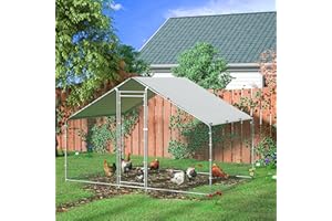 TOETOL Metal Chicken Coop Large Chicken Pen Outdoor Chicken Runs for Yard Habitat Spire Shaped Poultry Cage with Waterproof and Anti-Ultraviolet Cover(117.6" L x 78" W x 78" H)