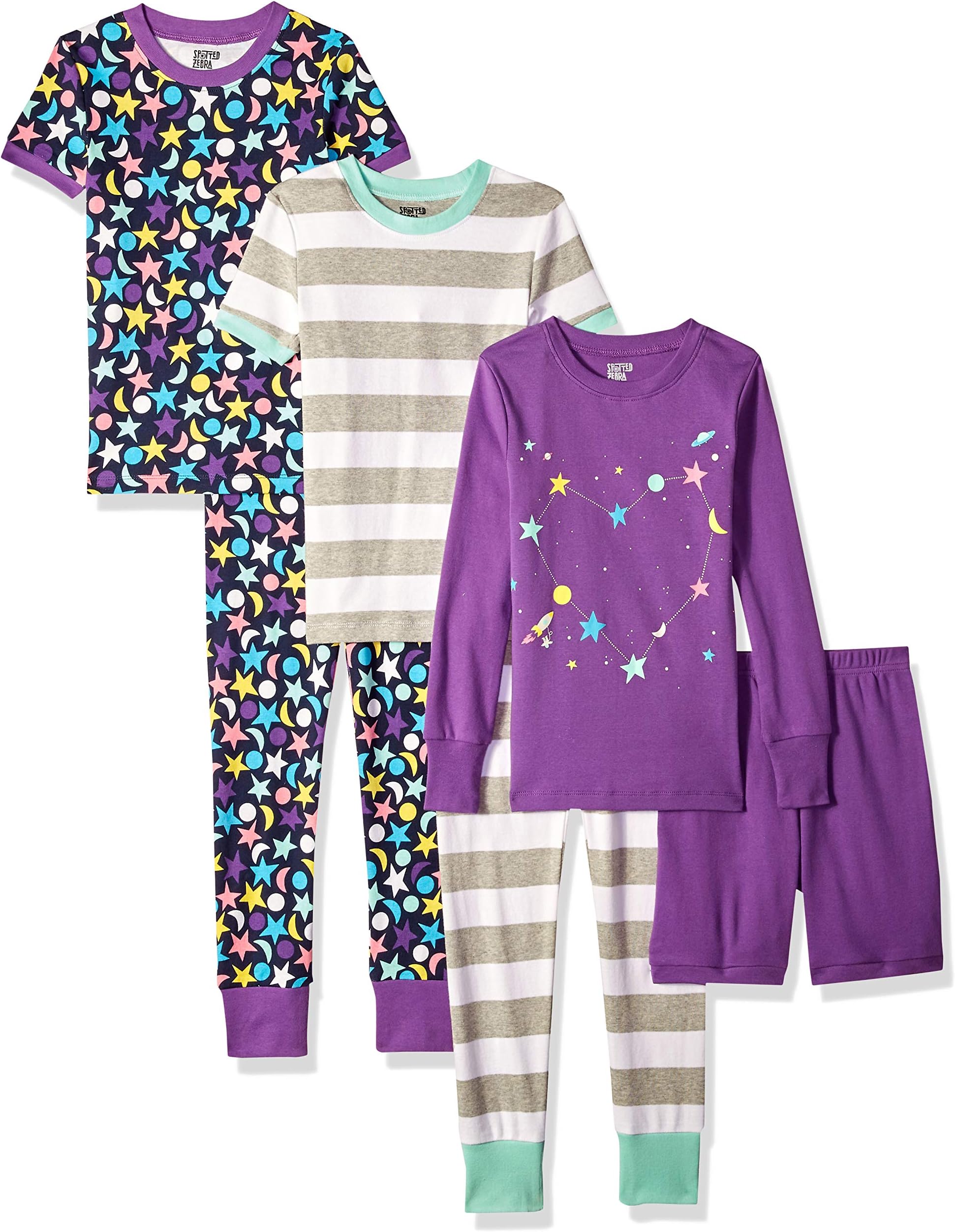 Amazon Brand - Spotted Zebra Girls' Snug-fit Cotton Pajamas Sleepwear Sets