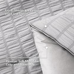 CozyLux Twin Bed in a Bag Light Grey Seersucker