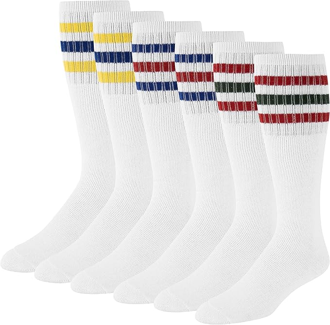Men's Tube Socks Over the Calf High 21" (6Pair) Size 9101315, White