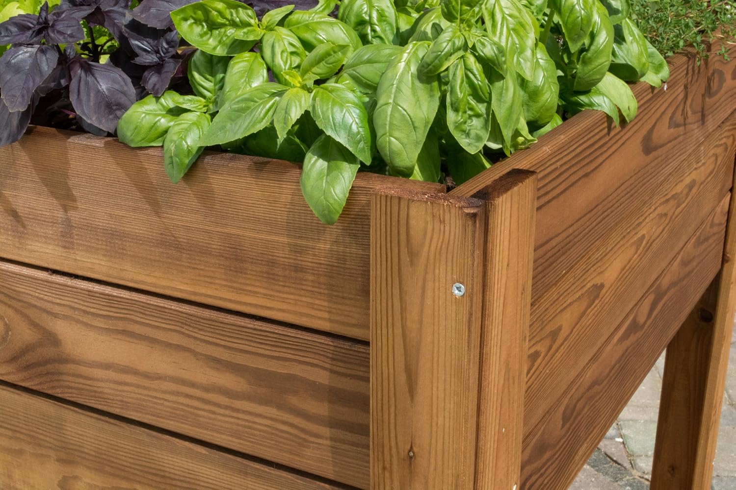 EKJU FSC Six Section Vegetable Raised Bed Free Standing with Shelf - Pressure Treated Spruce Wood, Pressure Treated Brown, 6-Sections - Image 5