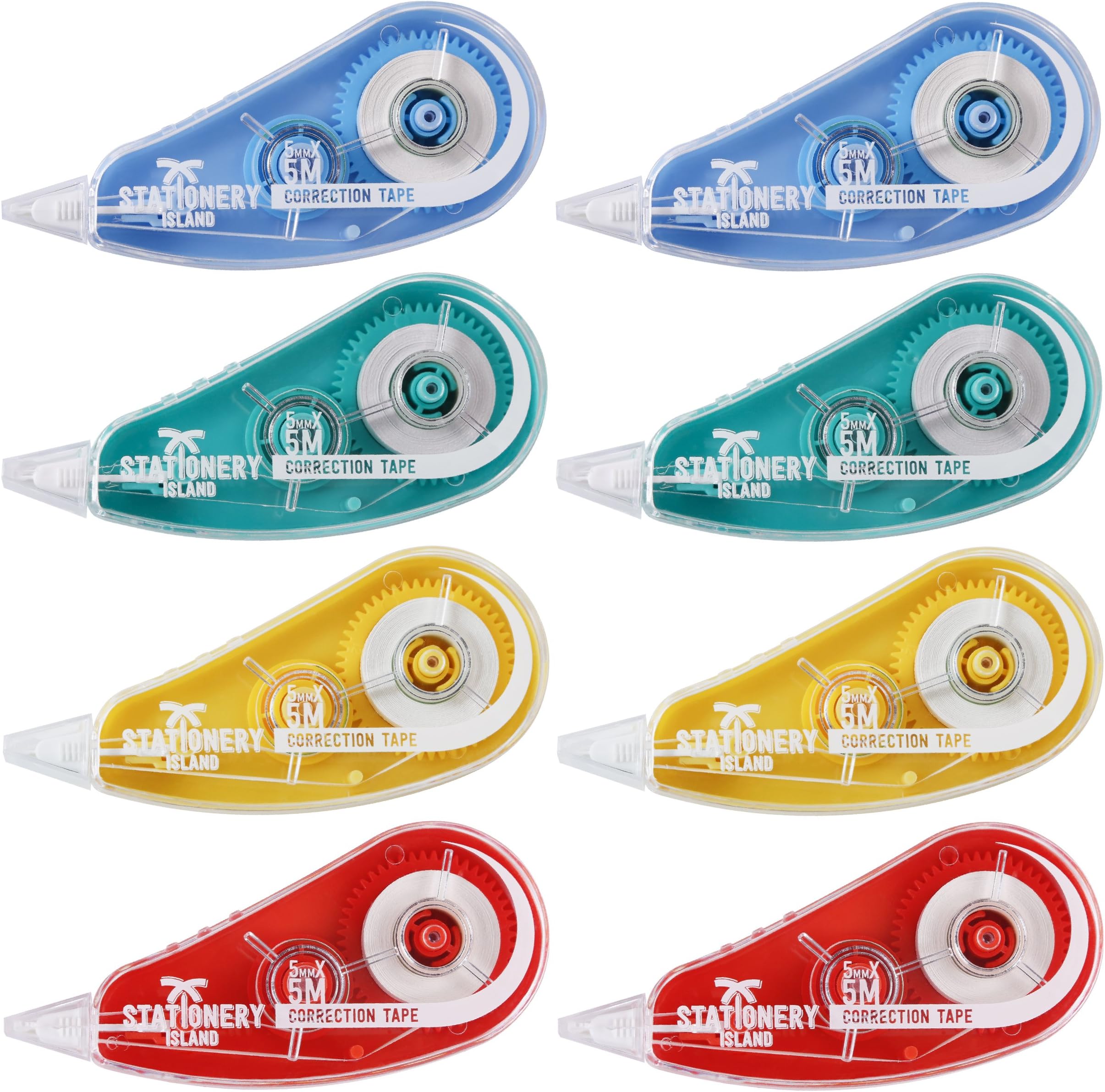 STATIONERY ISLAND White Out Correction Tape Pocket Roller Whiteout Mouse Erase Tape for Note Taking, Marking, Crafting, Bullet Journal – 5m x 5mm (16.4ft x 0.2") Pack of 8