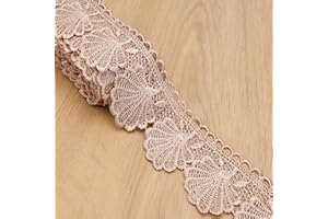 DHFLYDH Light Brown Lace Trim 4.5 Yards Venice Lace Ribbon Flower Scalloped Embroidery Lace Trim for Crafts, Dress, Gift Wrapping, Wedding, Home Decoration