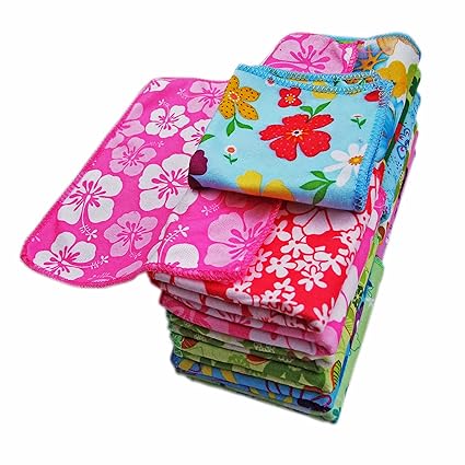 Very Soft Cotton Face Towels (Multicolour, 10x10-inch) - Set of 10