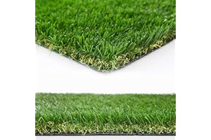 Heyroll Natural Artificial Grass Turf 4 FT x 6 FT, Customized Sizes Thick Faux Grass, 1.38" Indoor Outdoor Garden Rug Landscape Carpet Lawn Synthetic Fake Grass Mat