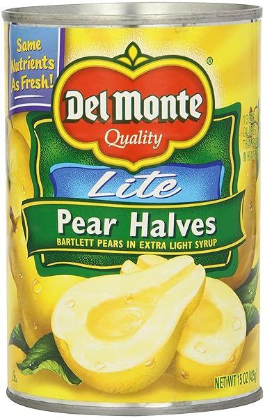DEL MONTE PEAR HALVES IN LITE SYRUP, 15 OZ