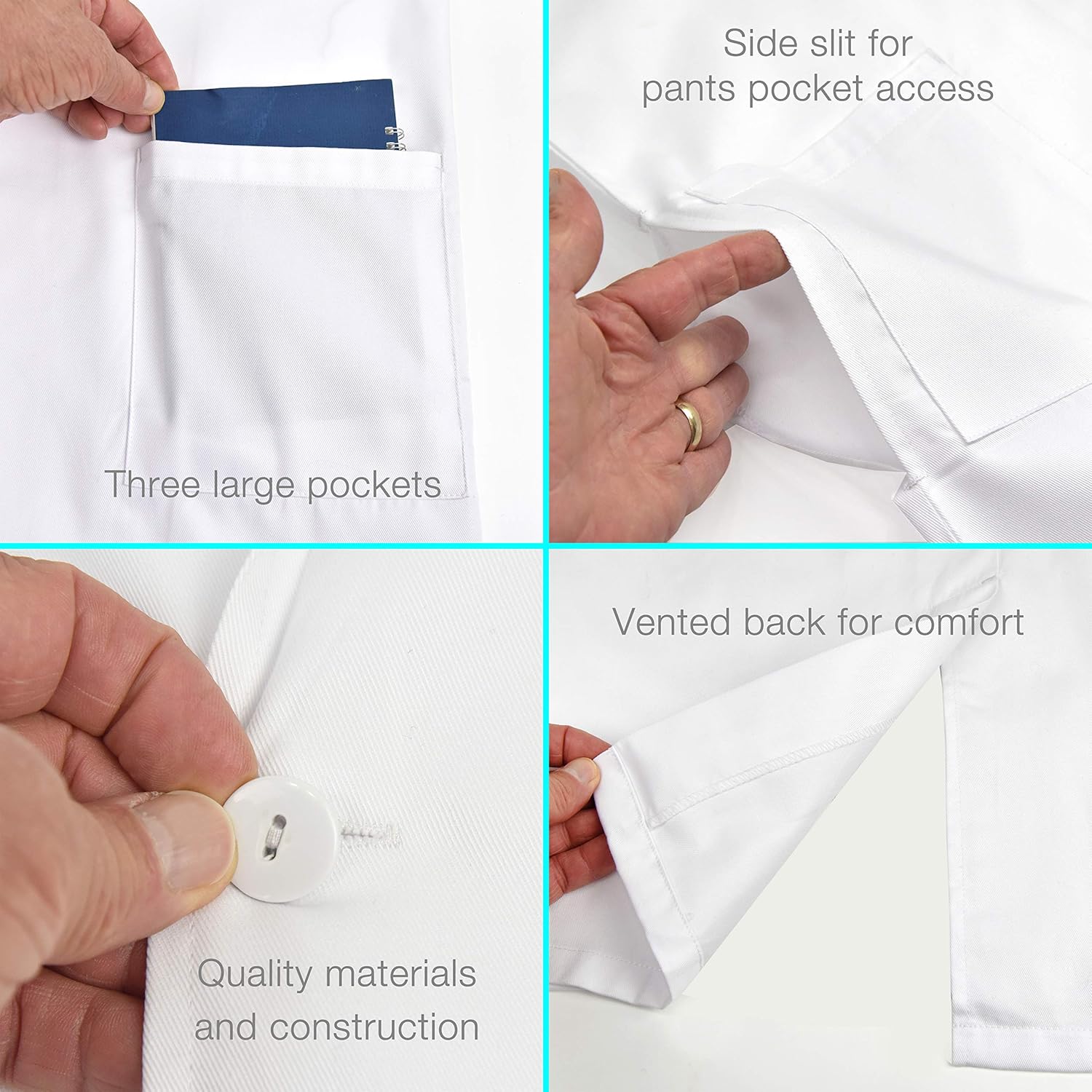 Talvania Lab Coat Men Women White Long Sleeve Unisex Lab Coats Cotton Laboratory Coats: Clothing