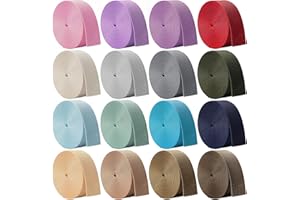 Wholelovein 16 Rolls 1 Inch Wide Heavy Cotton Webbing Strap 3.3 Yard 16 Colors Polyester Webbing Strap for DIY Making Bag Handles, Crafting Gear Repair, Pet Leash, Backpack, Gardening Accessories