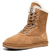 AU&MU AUMU Women's Classic Casual Style Sheepskin Suede Winter Snow Boots
