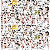 Betty Boop Character 100ct Vinyl Large Deluxe Stickers Variety Pack – Laptop, Water Bottle, Scrapbooking, Tablet, Indoor/Outdoor