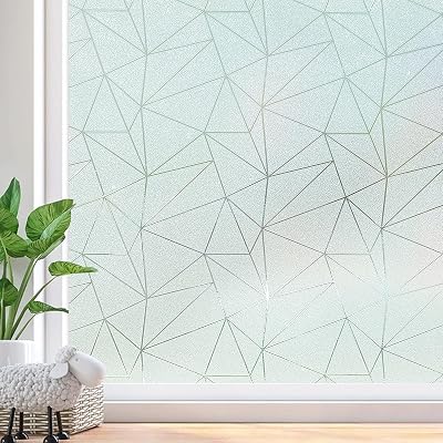 Beautysaid Window Film Privacy Frosted Triangular Pattern 90x200cm