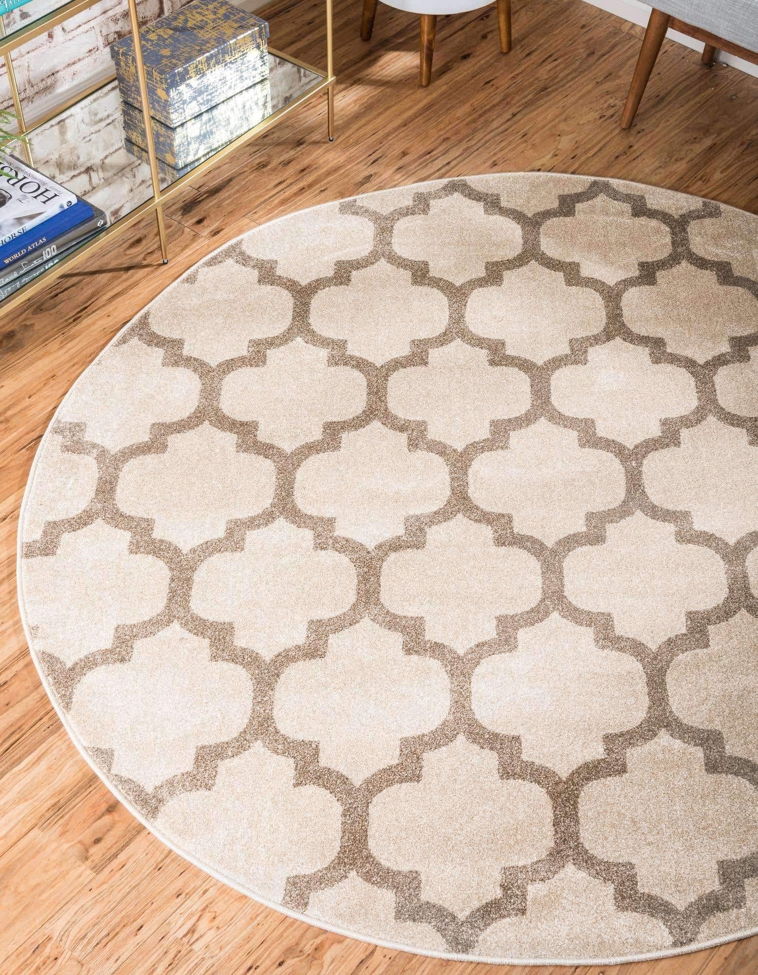 Unique Loom Trellis Collection Modern Morroccan Inspired with Lattice Design Area Rug, 6 ft, Beige/Light Brown