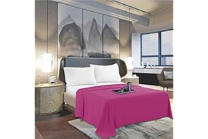 Mocassi California King Flat Sheet - Hotel Luxury 1800 Premier Cooling Bedding Sheet - Softest Sheet - Wrinkle, Fade, Stain Resistant - 1 Single Top Flat Sheet, Cali King, Hot Pink