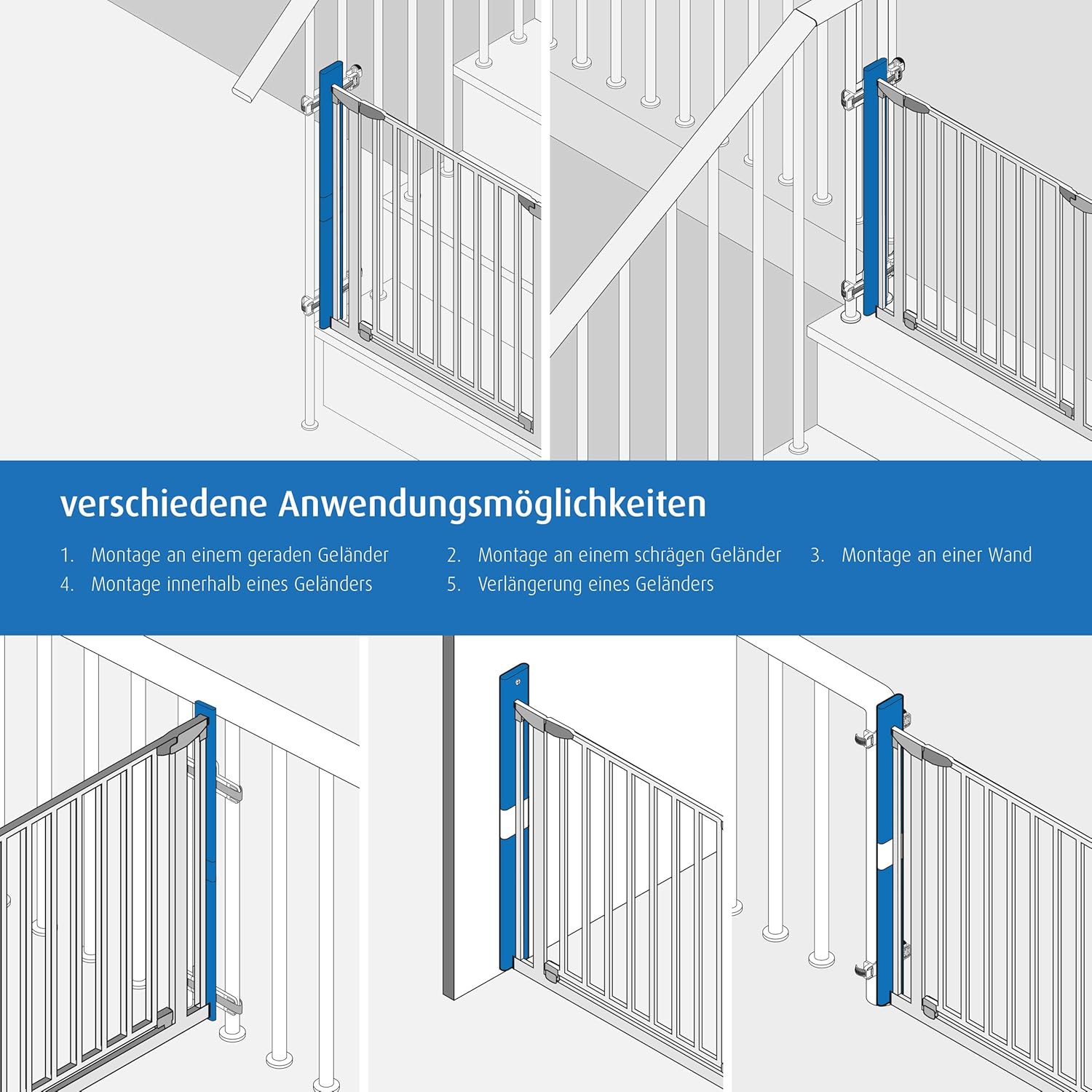 Reer Stairflex Zur Befestigung Von Treppengittern An Sprossen Gelandern Anthrazit Amazon De Baby