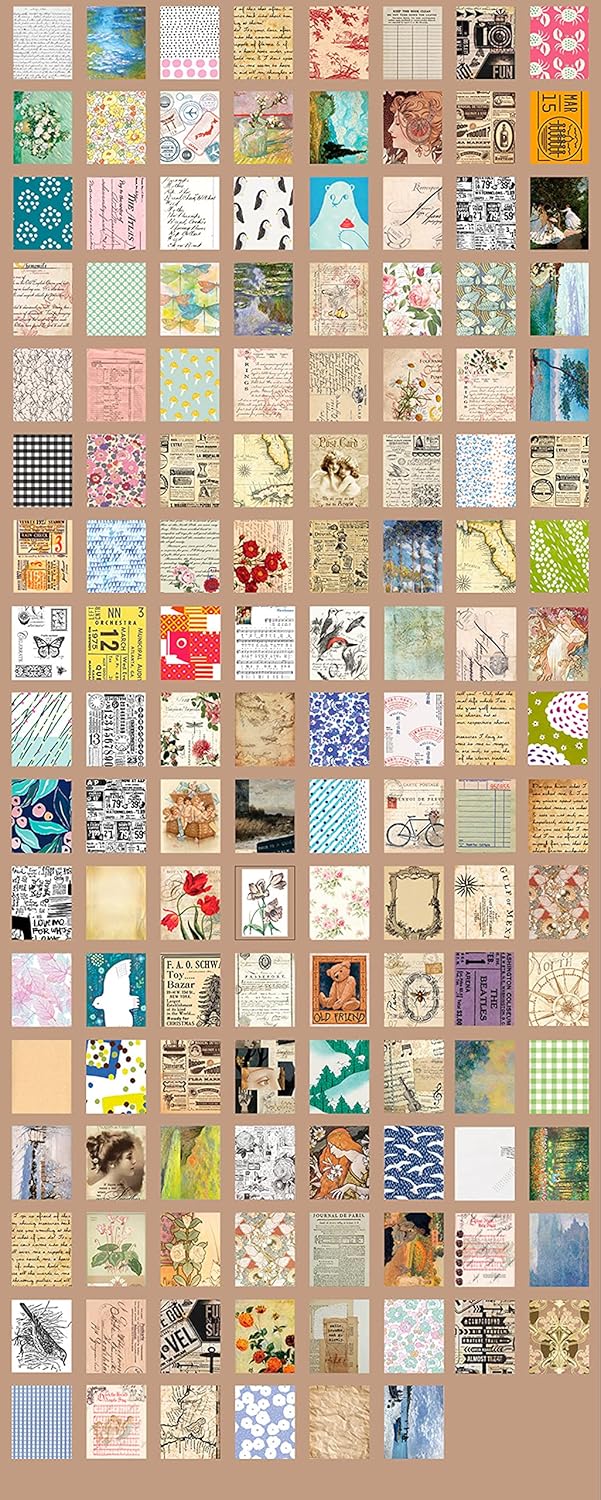 Lcoor 365 Pcs Vintage Journaling Scrapbooking Material Paper, Vintage Ins Style News Paper Letter Decorative Antique Retro Natural Collection Art Craft Diary Journal Embellishment Supplies