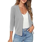 Urban CoCo Women's 3/4 Sleeve Shrugs Open Front Cropped Sweater Cardigan